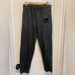 Roots Black Sweatpants Tapered Leg Elastic Cuffs